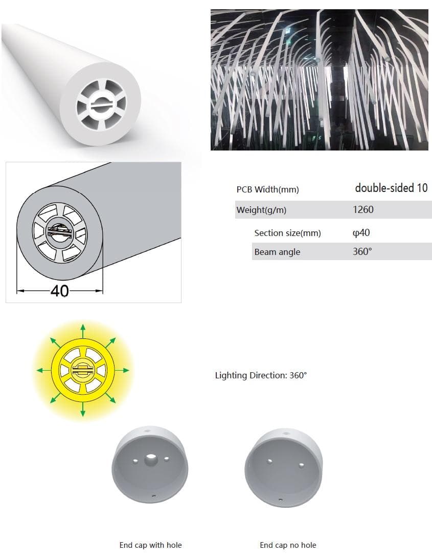 TOP VIEW 35 LIGHT TUBE 360° DIAM.40MM LED 16W 24VDC IP67 DIMM