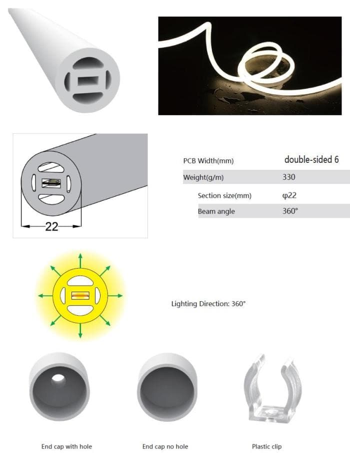 TOP VIEW 33 LIGHT TUBE 360° LED 16W METER IP67 24VDC DIMM LAMPADEALLED.IT